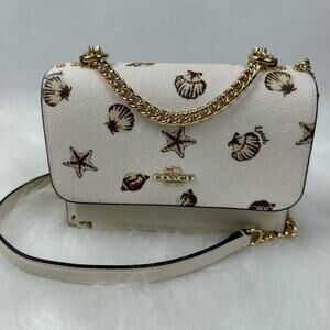 Coach Mini Klare Crossbody Bag With Shell Print In Gold/Chalk Multi CBI18